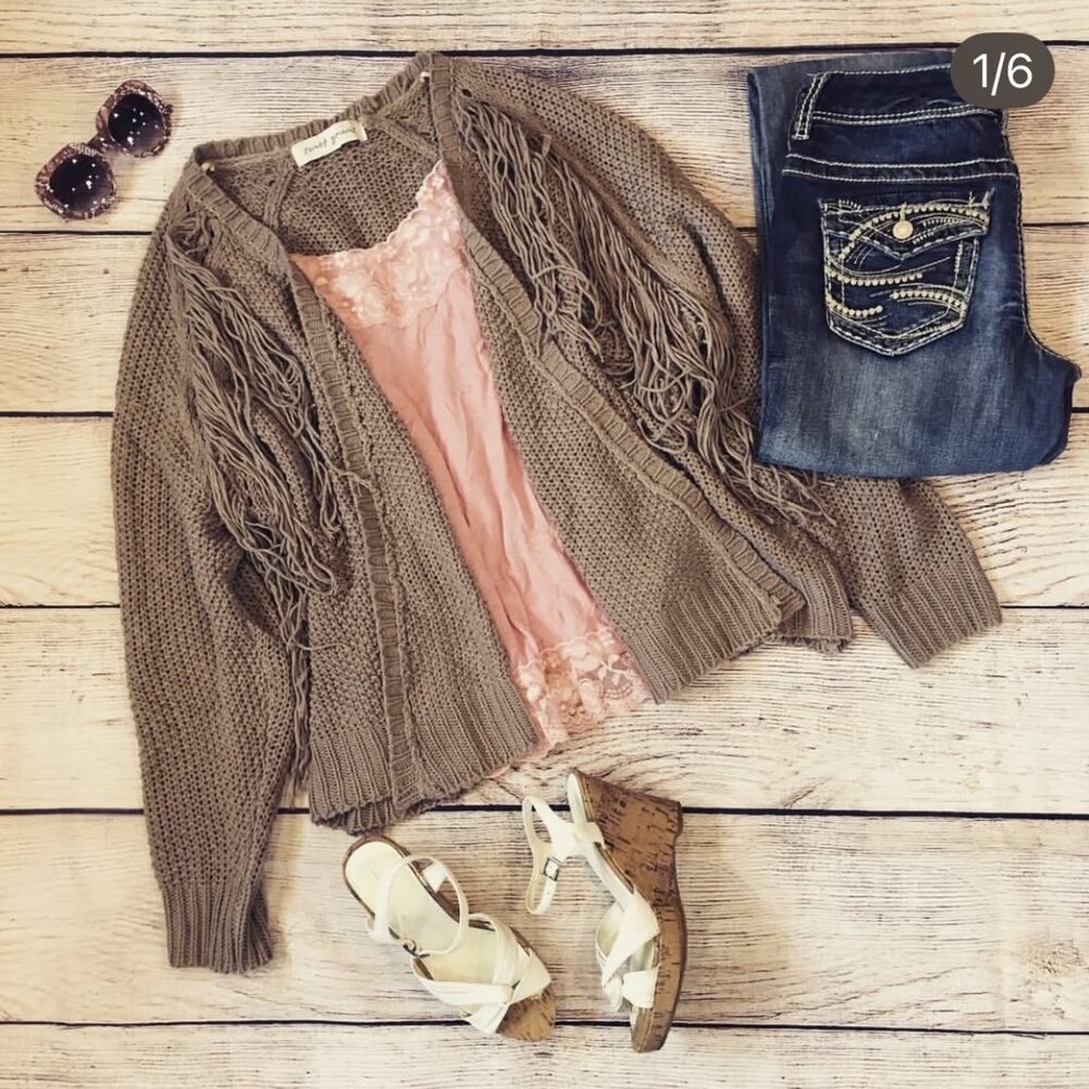 Classic Boho Open Front Fringe Cardigan Sweater